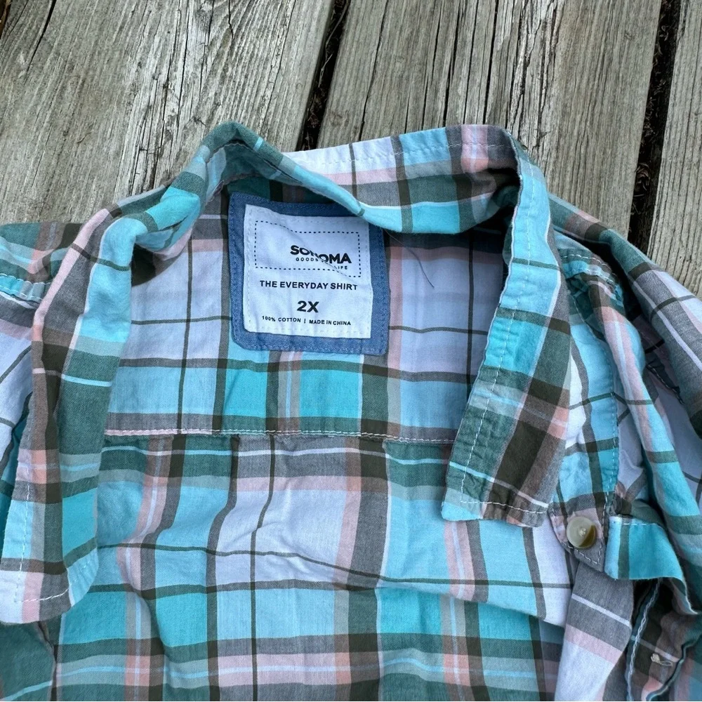 Blue Plaid Button Down - Picture 2 of 3